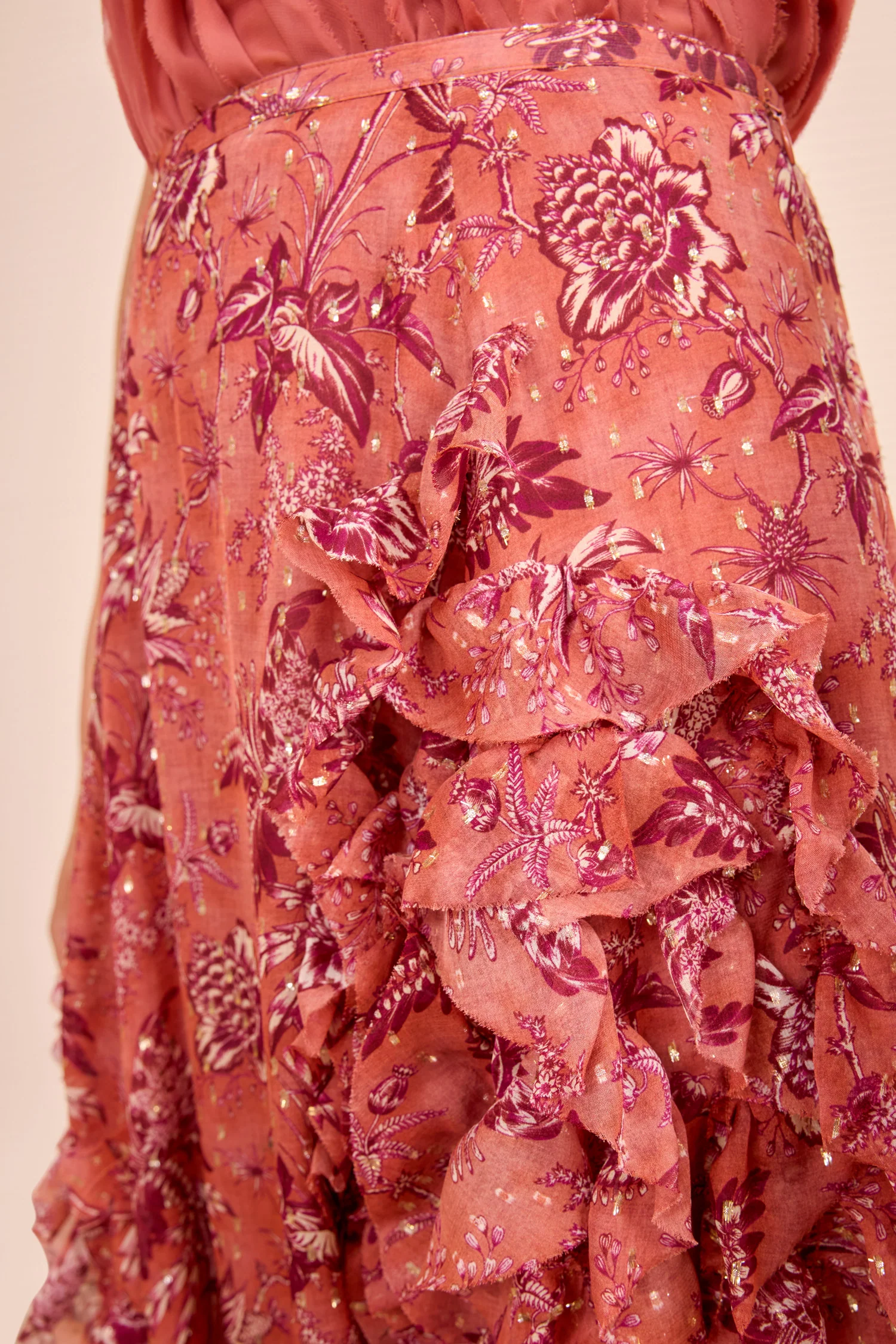 Adele Cascading Ruffle Skirt - Oleander - Image 3