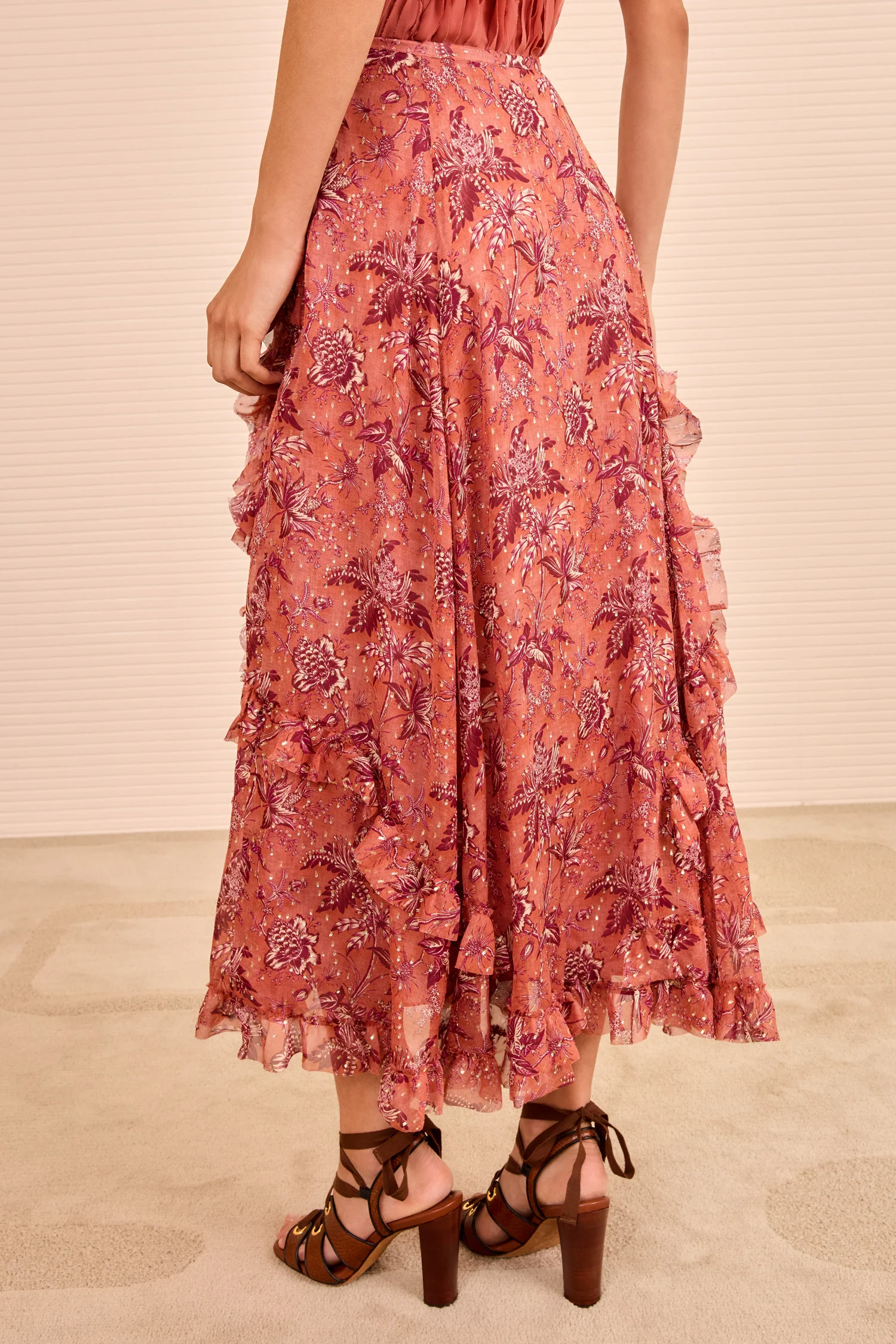 Adele Cascading Ruffle Skirt - Oleander - Image 5