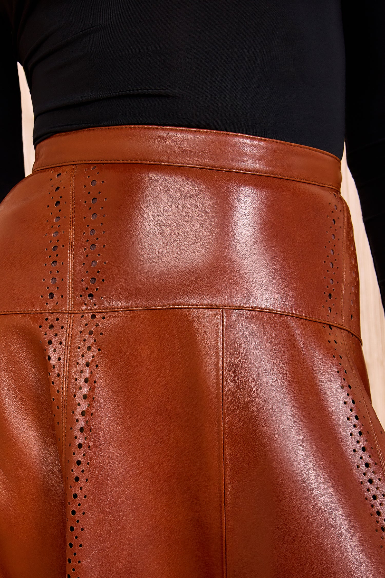 Aninda Leather Midi Skirt - Wenge - Image 3