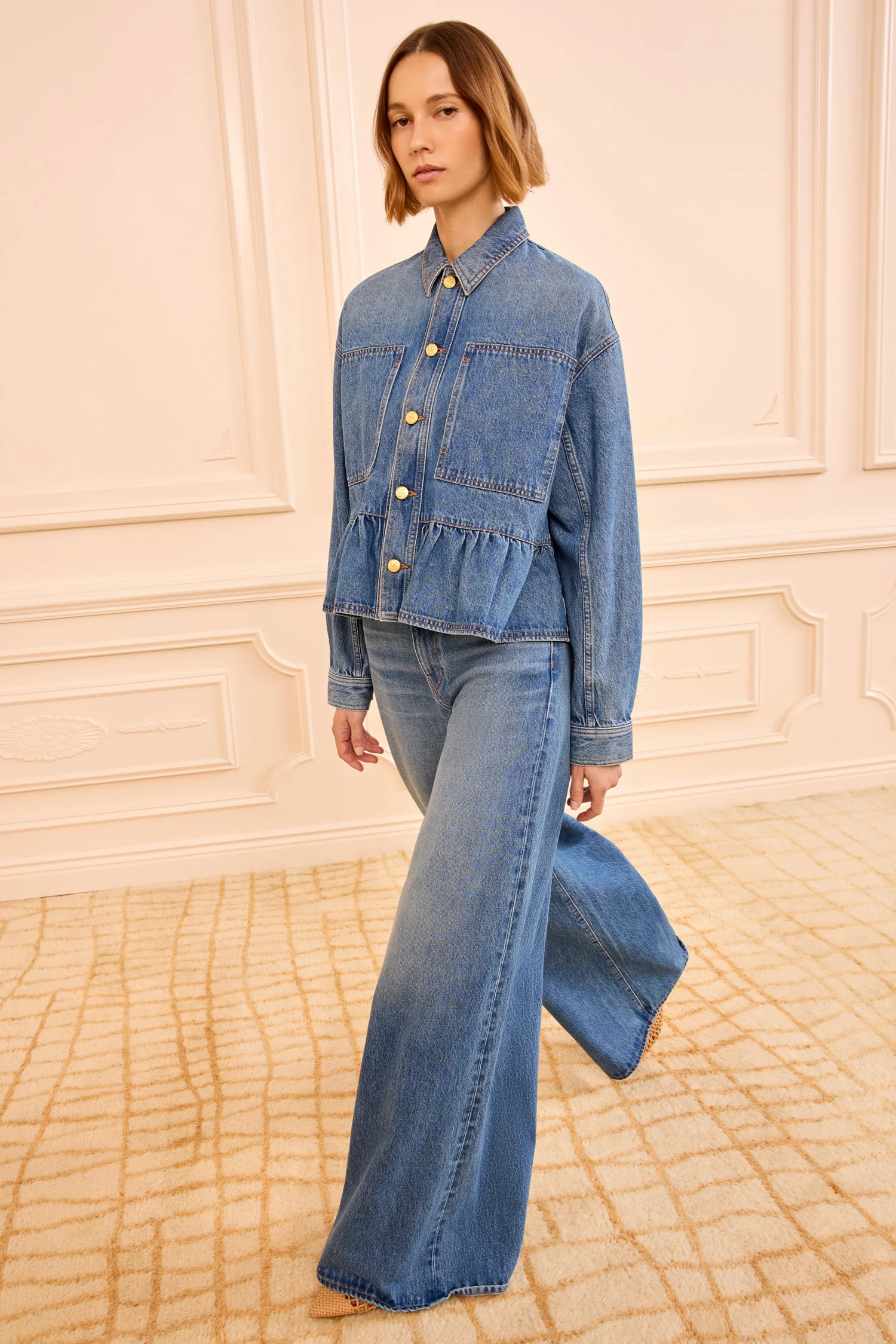 The Arquette Denim Peplum Jacket - Danube - Image 4