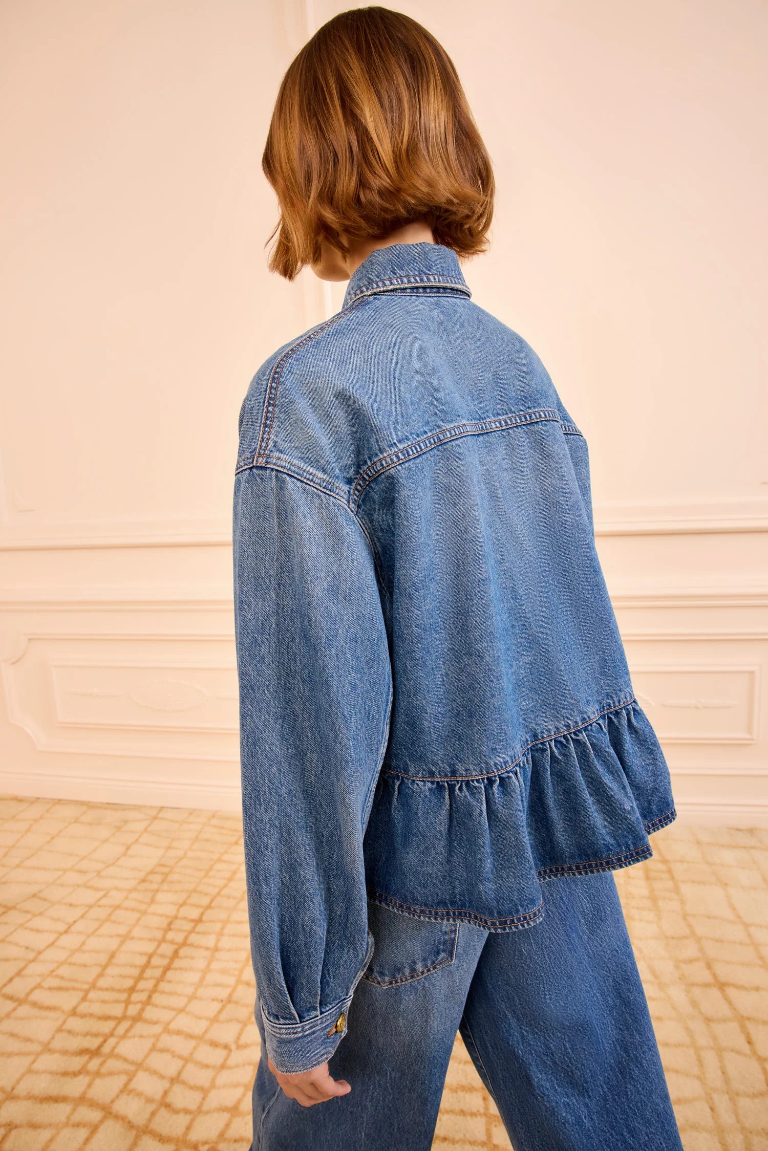 The Arquette Denim Peplum Jacket - Danube - Image 5