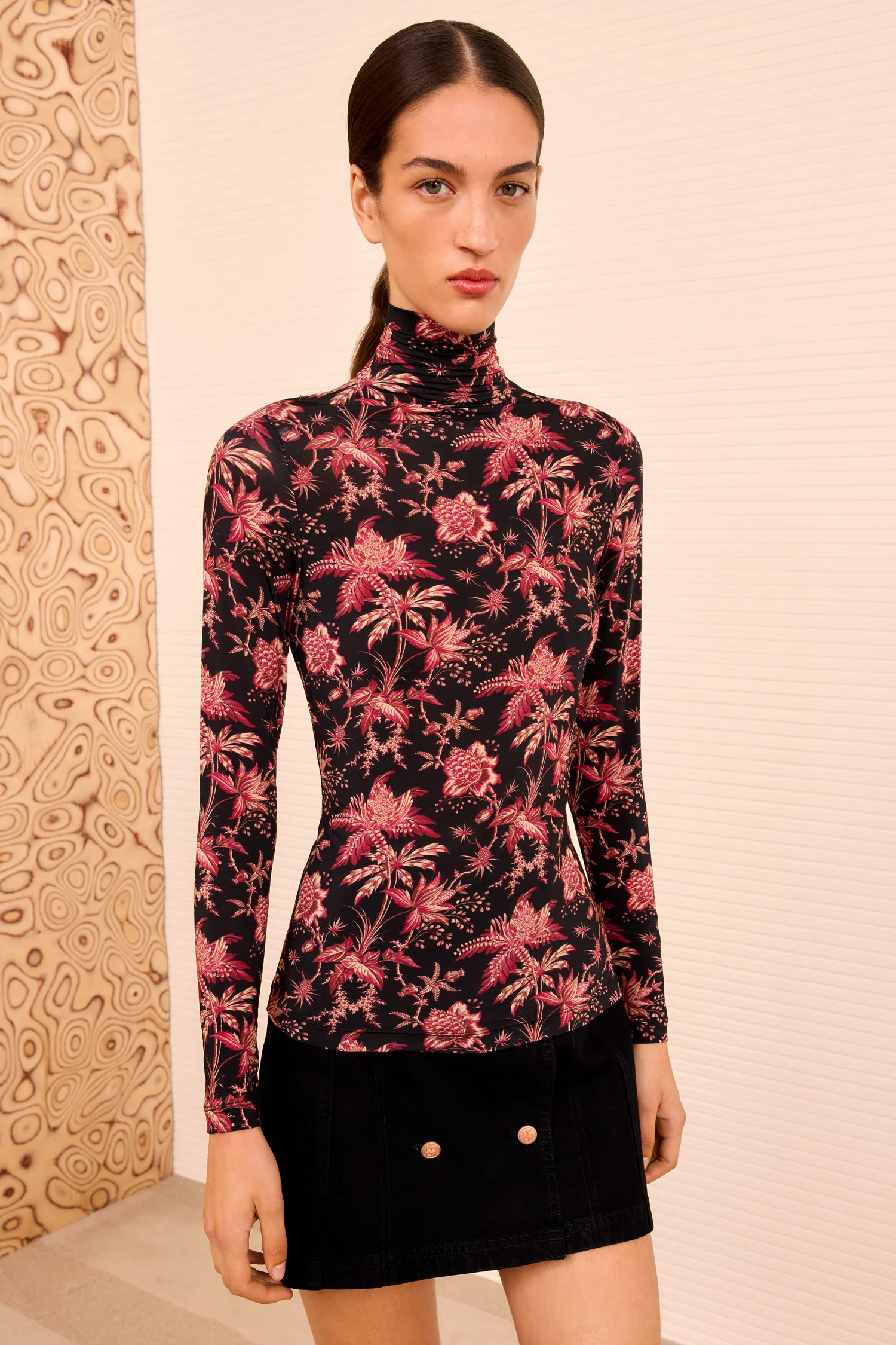 Aurelia Jersey Long Sleeve Turtleneck - Midnight Lily - Image 3
