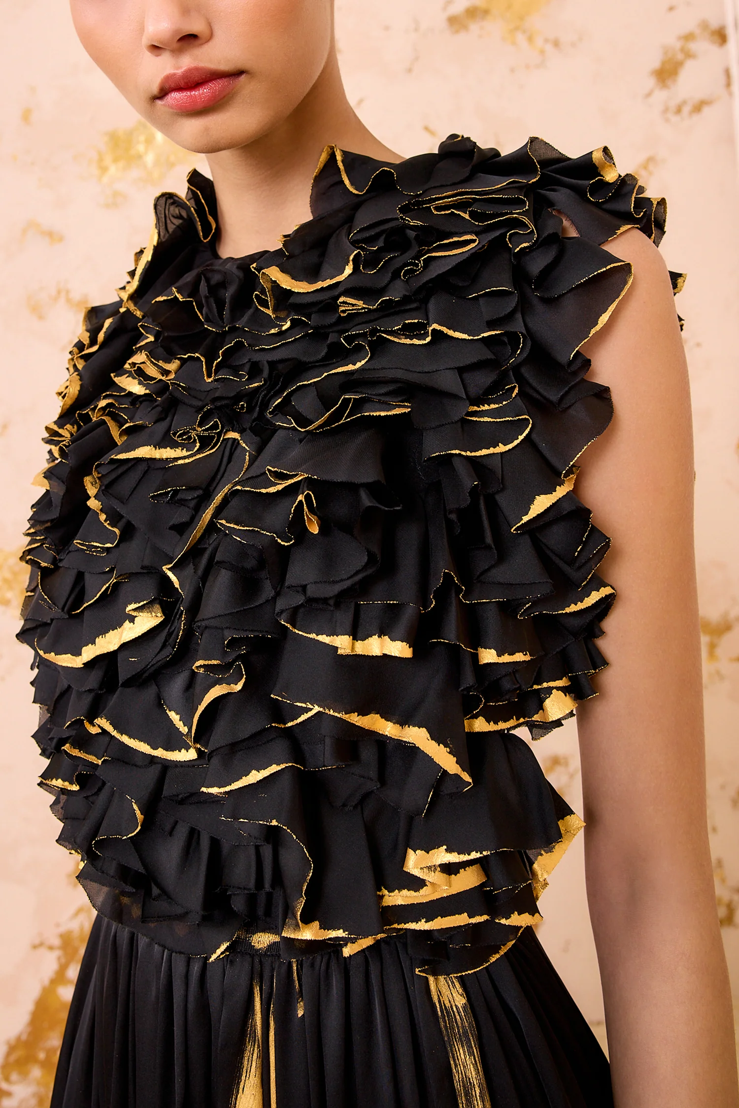Byzantine Handpainted Silk Backless Gown - Gild - Image 3