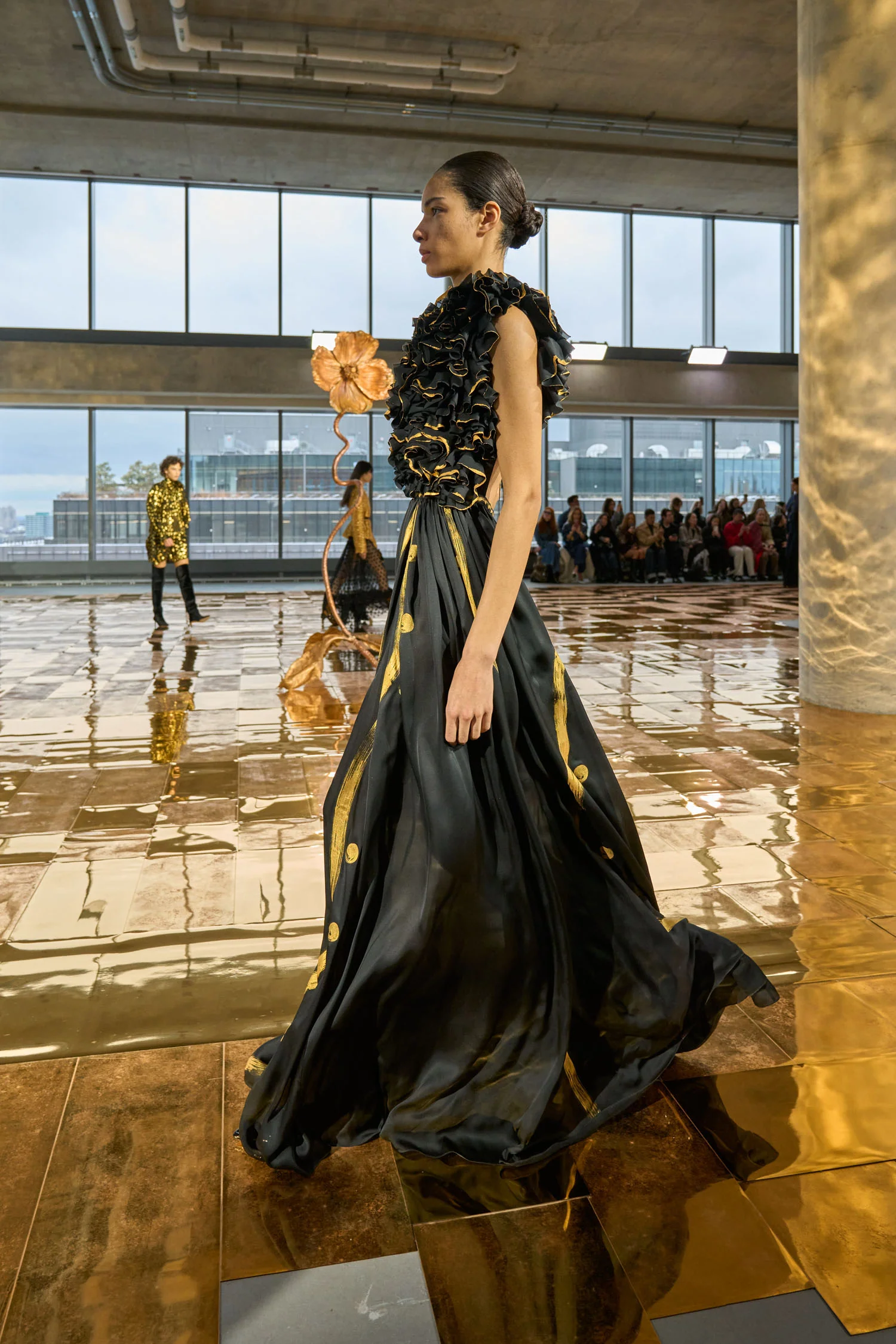 Byzantine Handpainted Silk Backless Gown - Gild - Image 6