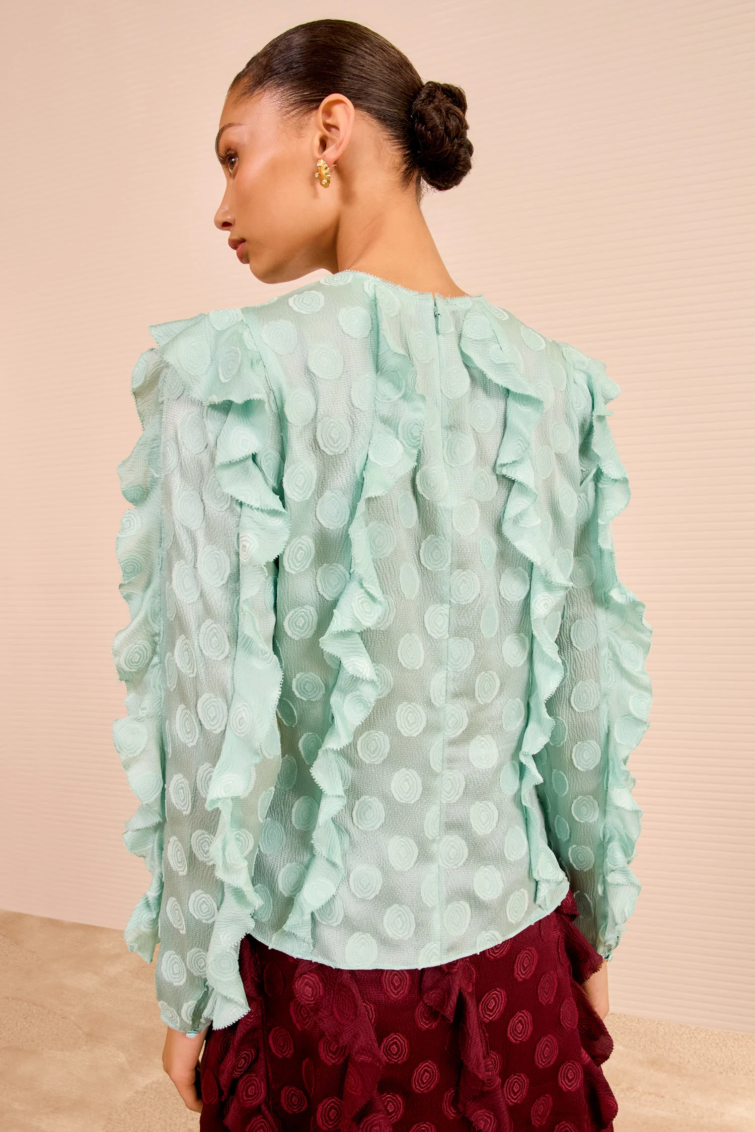 Della Cascading Ruffle Blouse - Beryl - Image 5