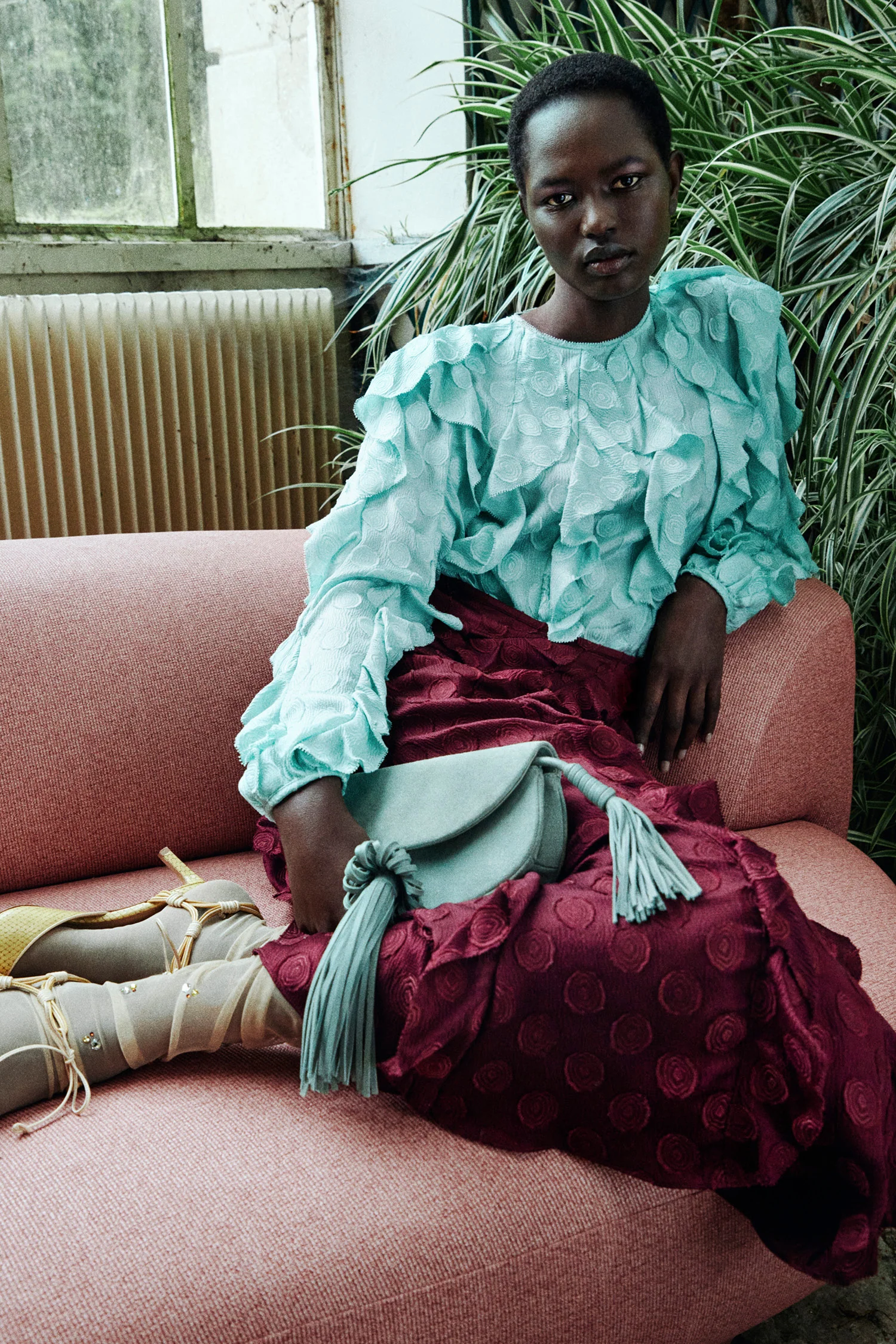 Della Cascading Ruffle Blouse - Beryl - Image 6