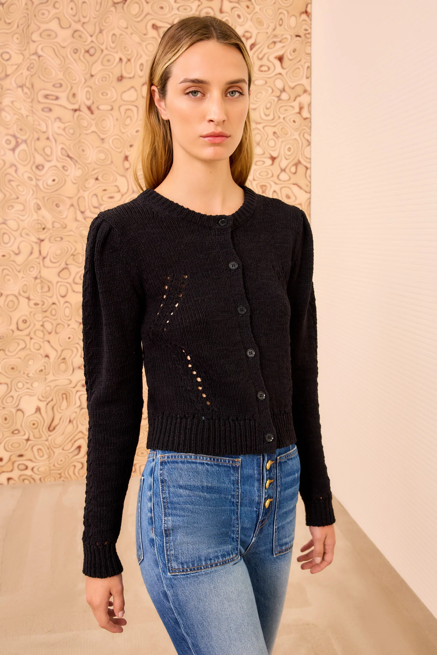Delphina Long Sleeve Cardigan - Noir