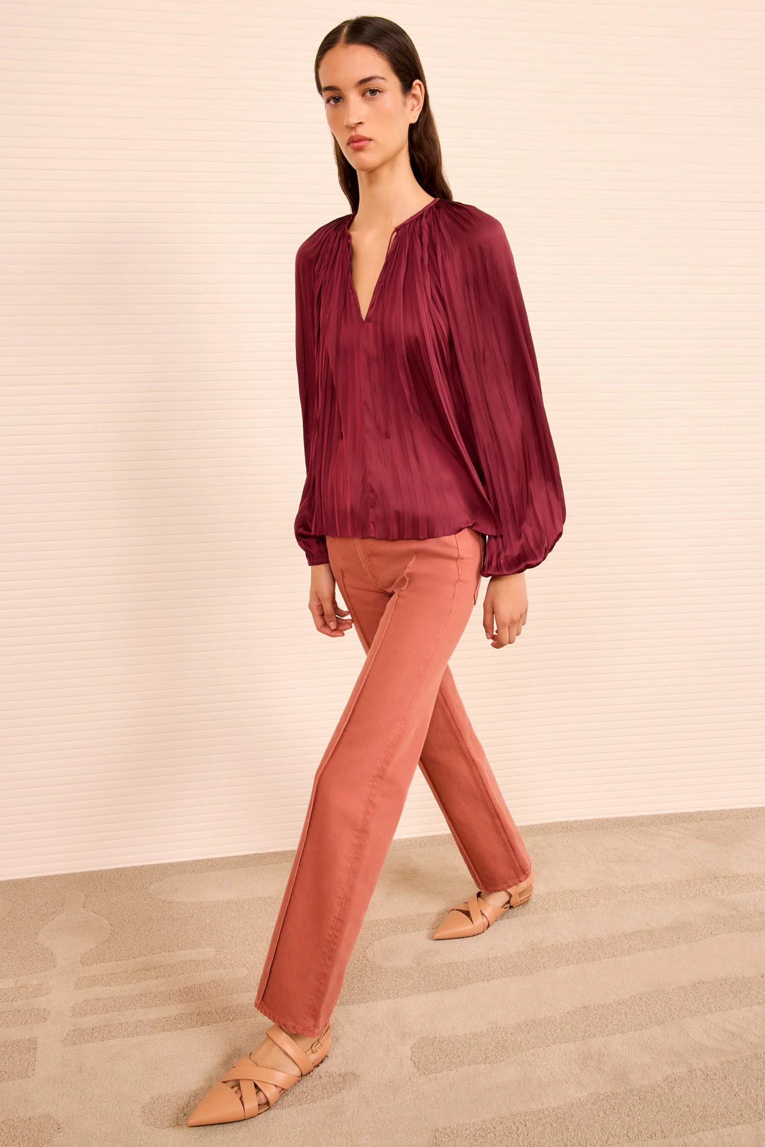 Electra Long Sleeve Blouse - Claret - Image 4