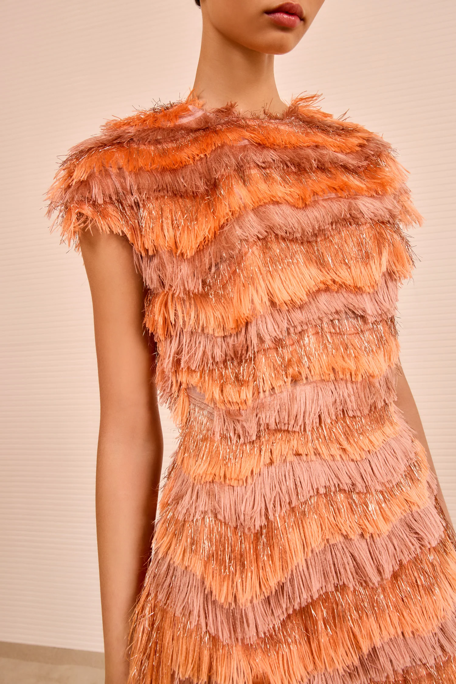 Elowyn Fringe Midi Dress - Coral - Image 3