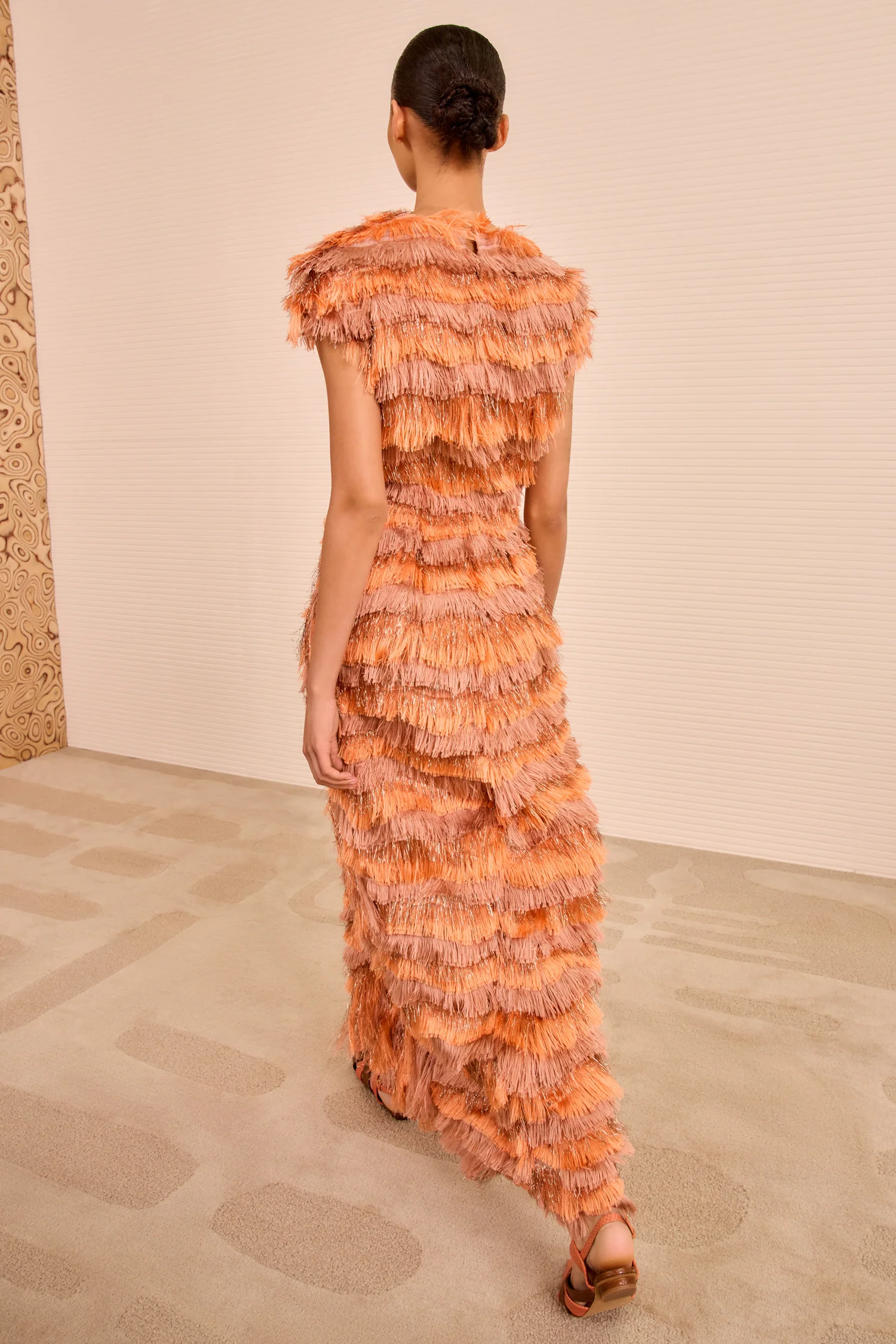 Elowyn Fringe Midi Dress - Coral - Image 5