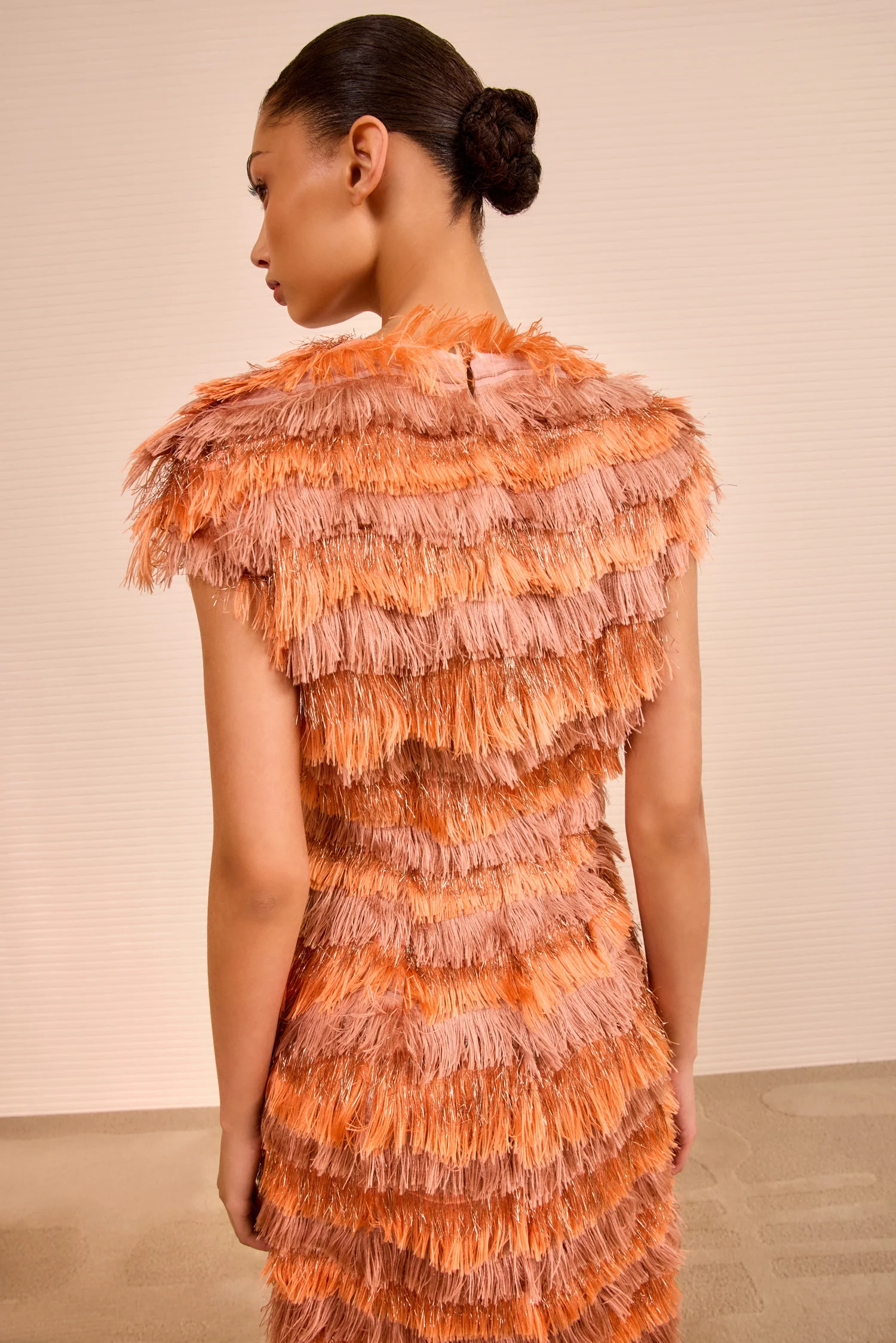 Elowyn Fringe Midi Dress - Coral - Image 6