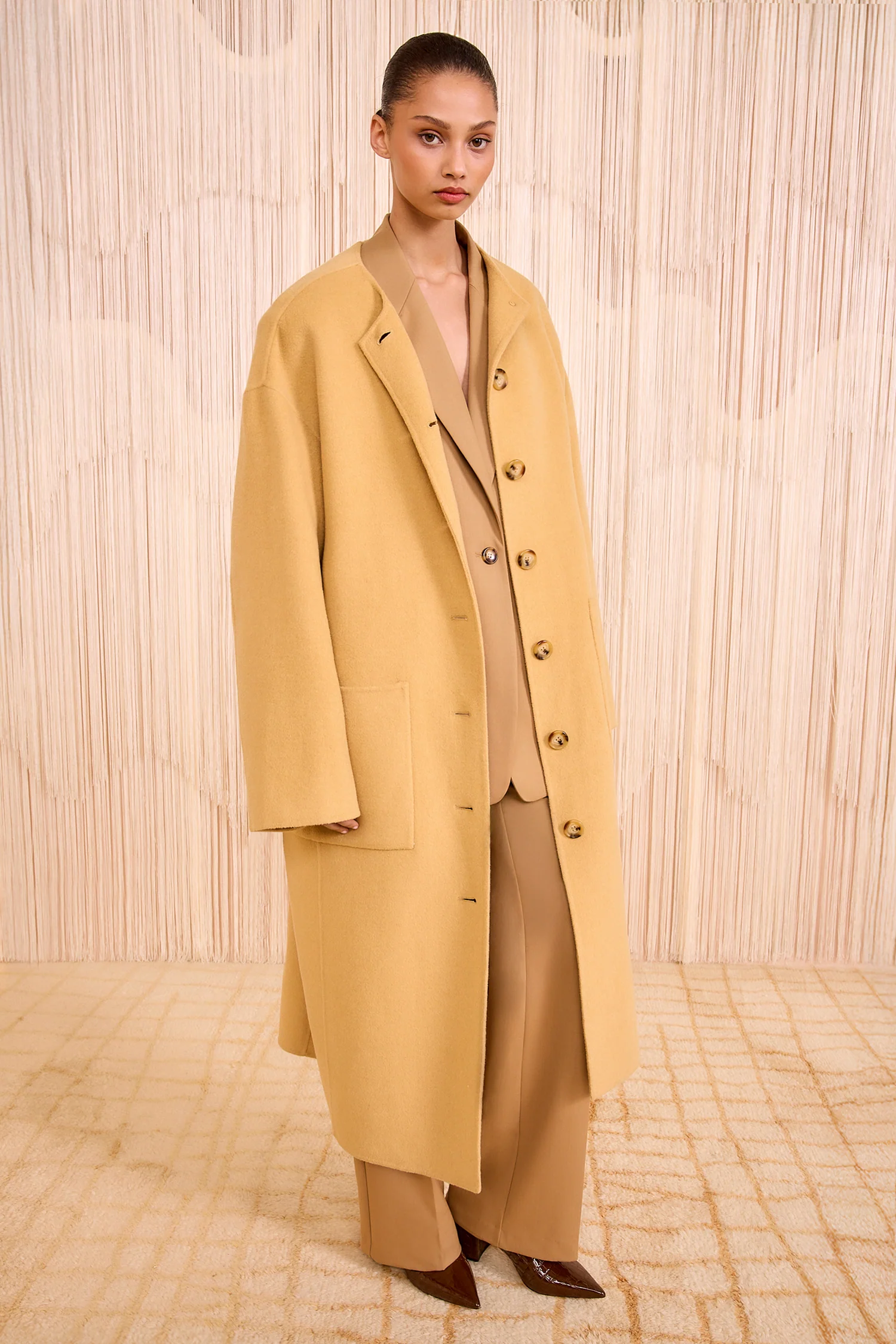 Fernanda Double Faced Wool Oversized Coat - Lotus - Image 3