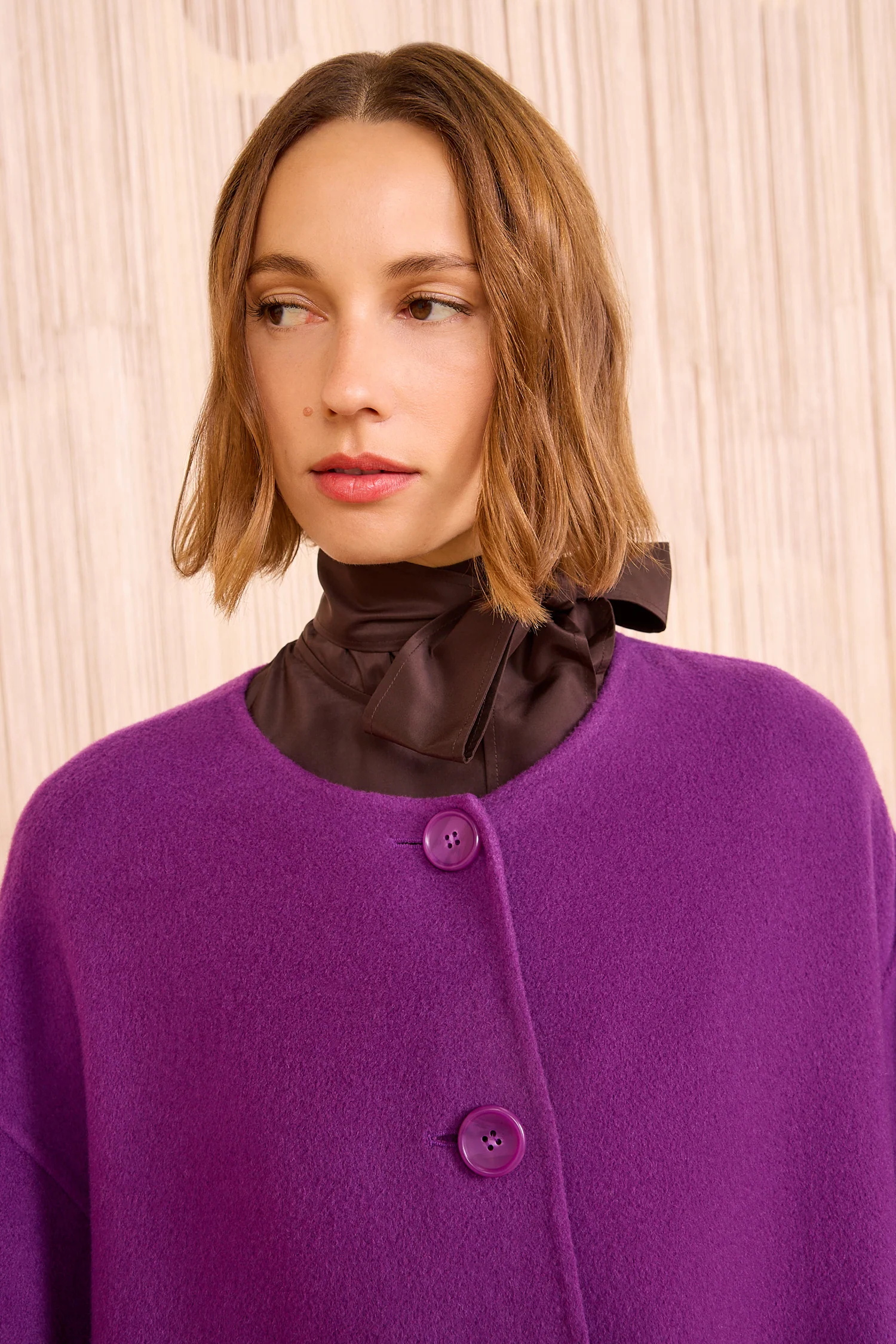Fernanda Double Faced Wool Oversized Coat - Thistle - Image 3