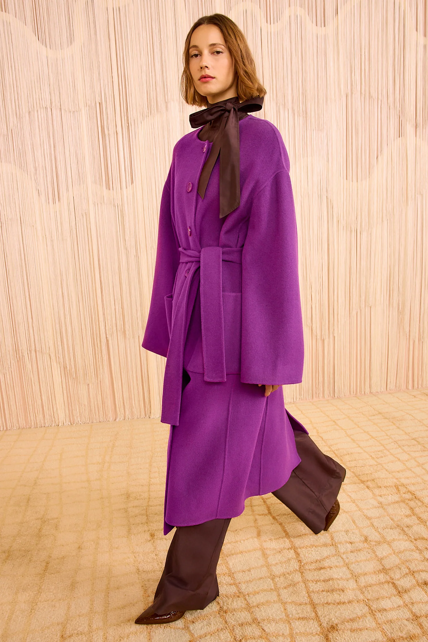 Fernanda Double Faced Wool Oversized Coat - Thistle - Image 5