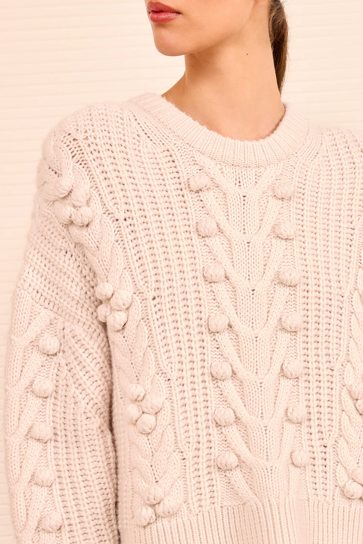 Indra Cable Knit Pullover - Alabaster - Image 2