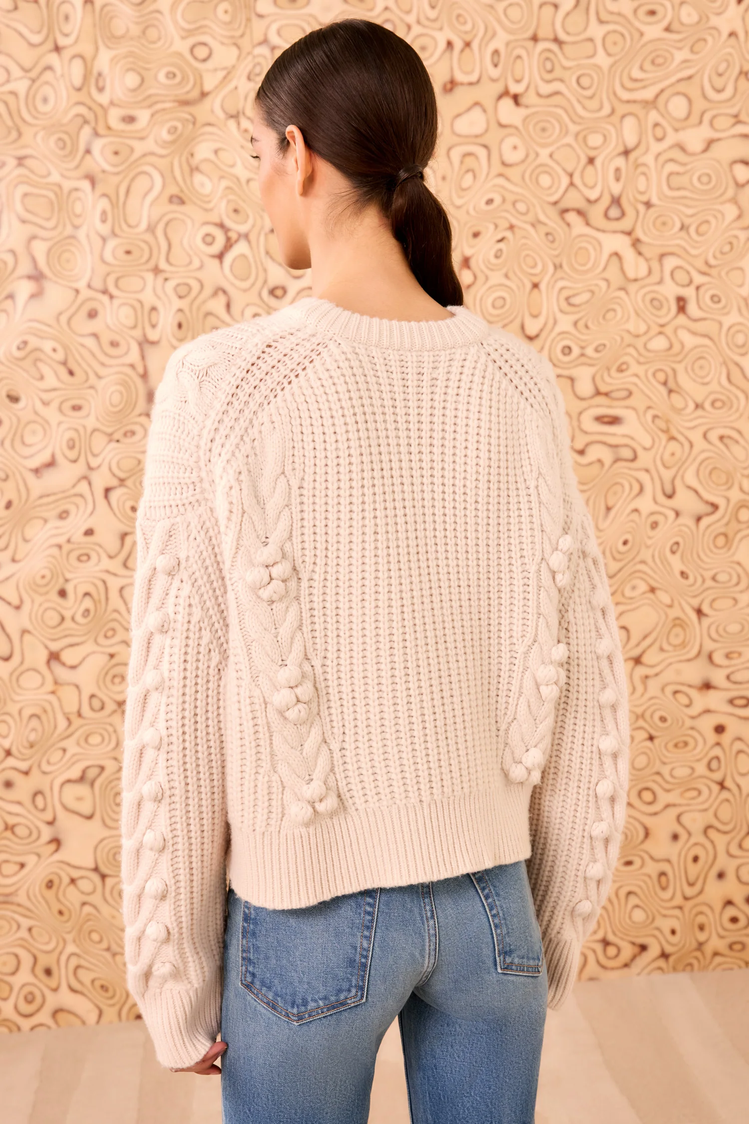 Indra Cable Knit Pullover - Alabaster - Image 4