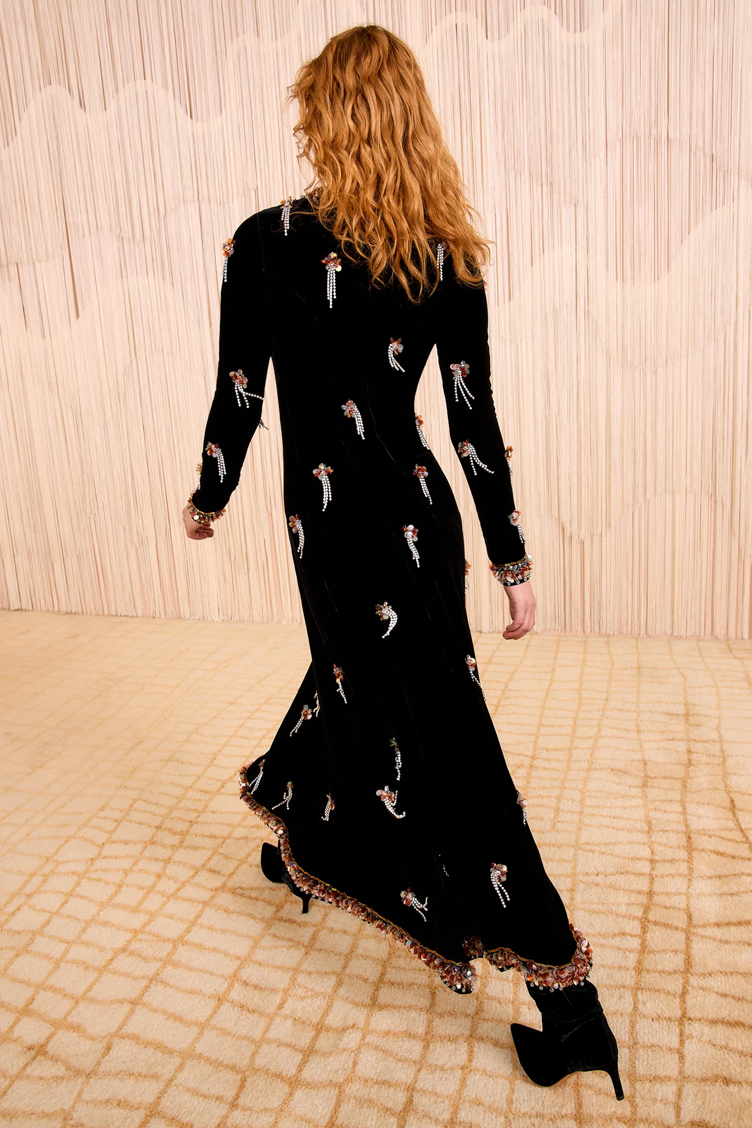 Loulou Swarovski Velvet Embroidery Dress - Noir - Image 4