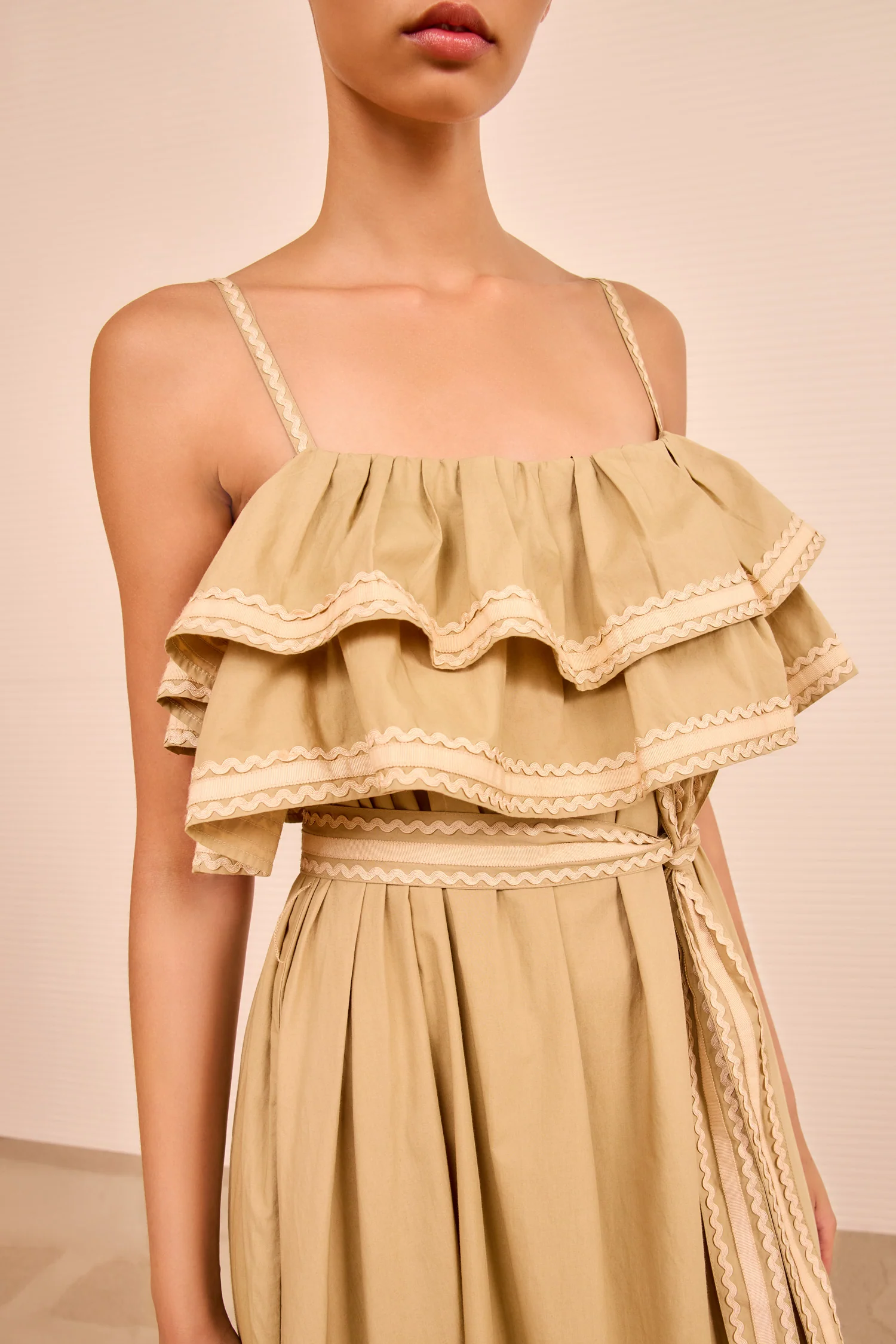 Lucian Waist Tie Long Dress - Sand - Image 2