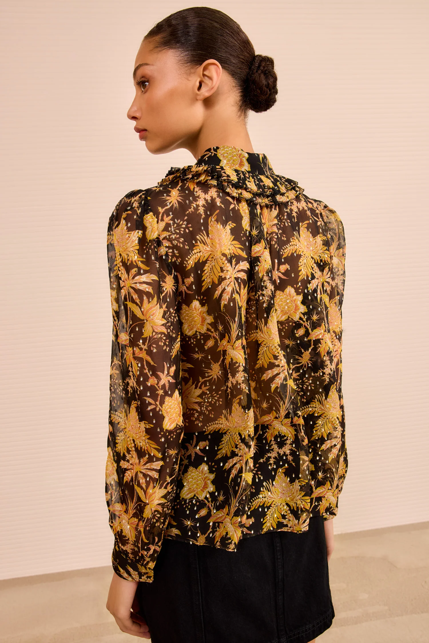 Nina Ruffle Button Front Blouse - Forsythia - Image 5