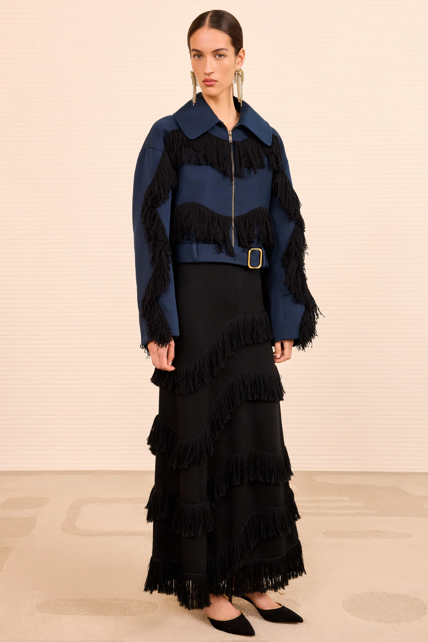 Raffela Cropped Fringe Jacket - Nuit
