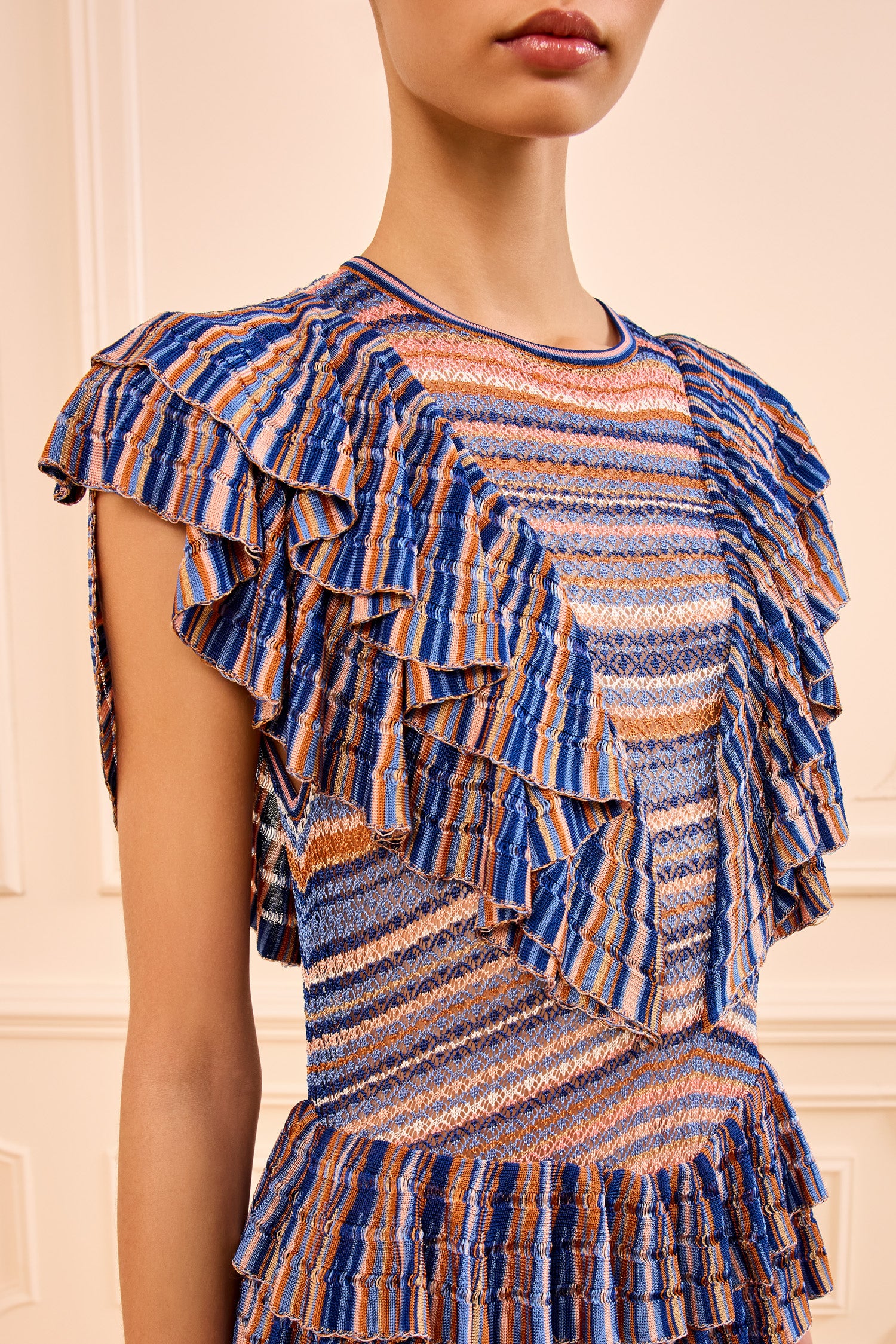 Raina Ruffle Knit Dress - Sunset - Image 2