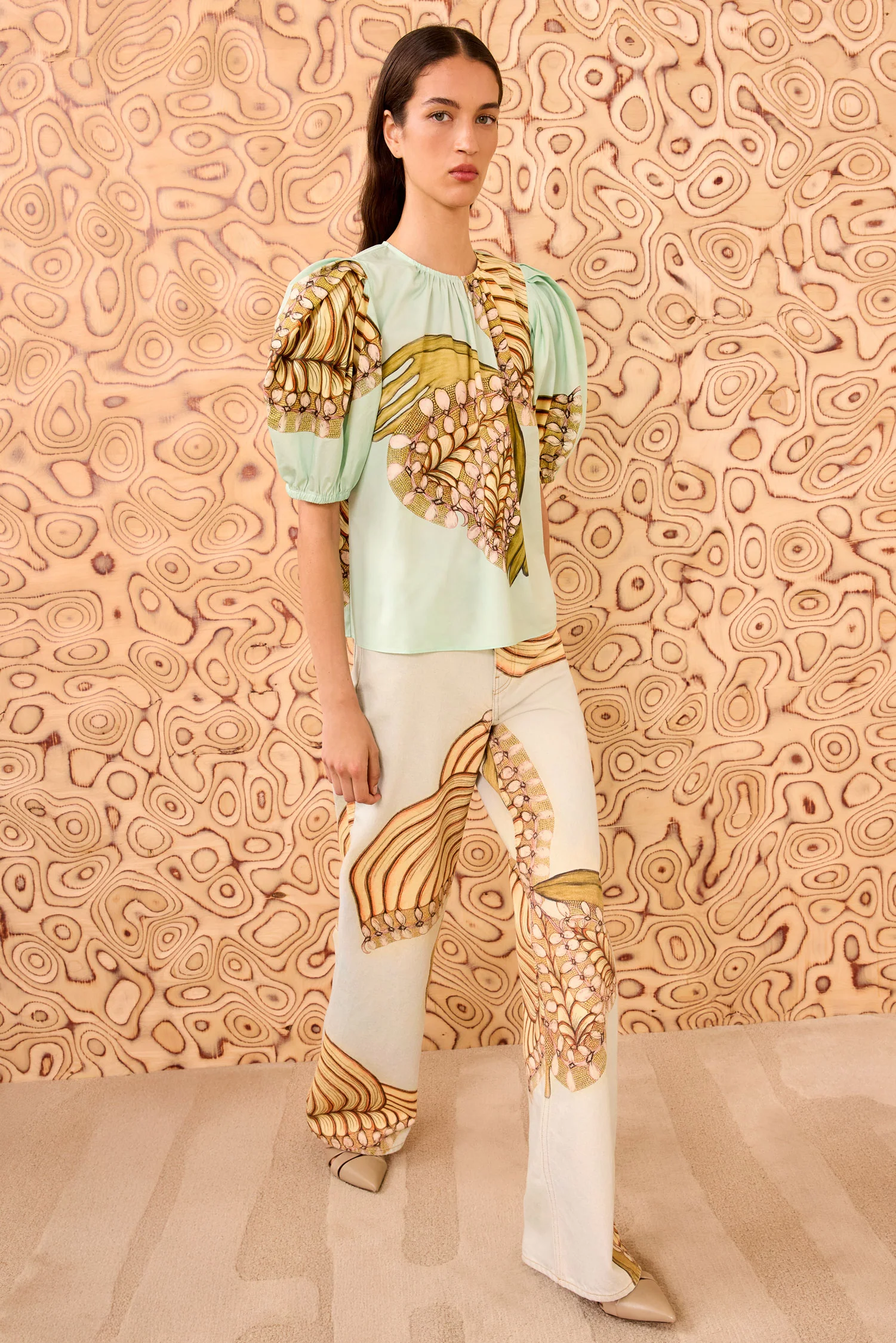 Ravena Puff Sleeve Top - Water Blossoms - Image 4
