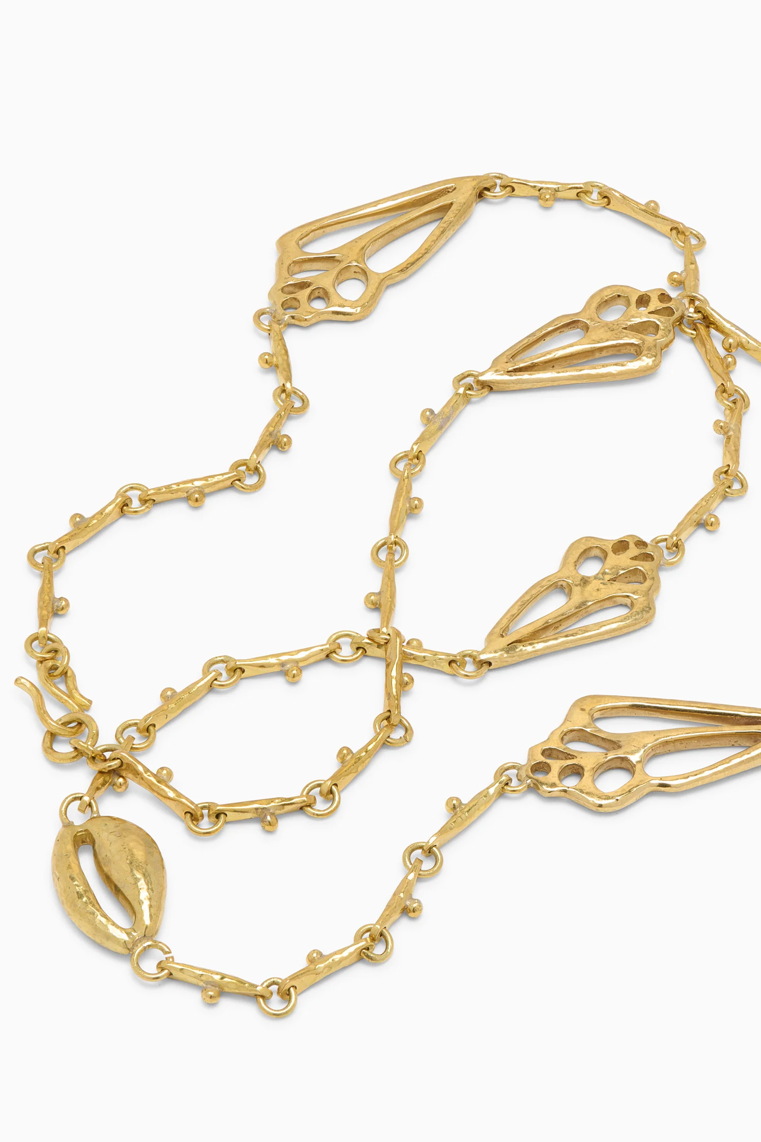 Shell Charm Long Necklace - Brass - Image 2