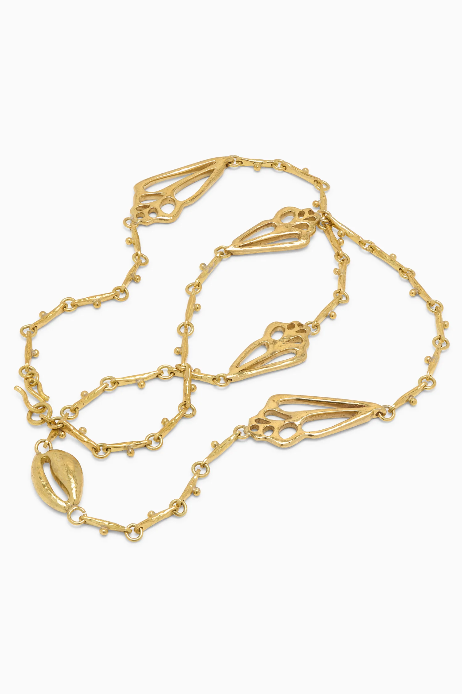 Shell Charm Long Necklace - Brass - Image 3