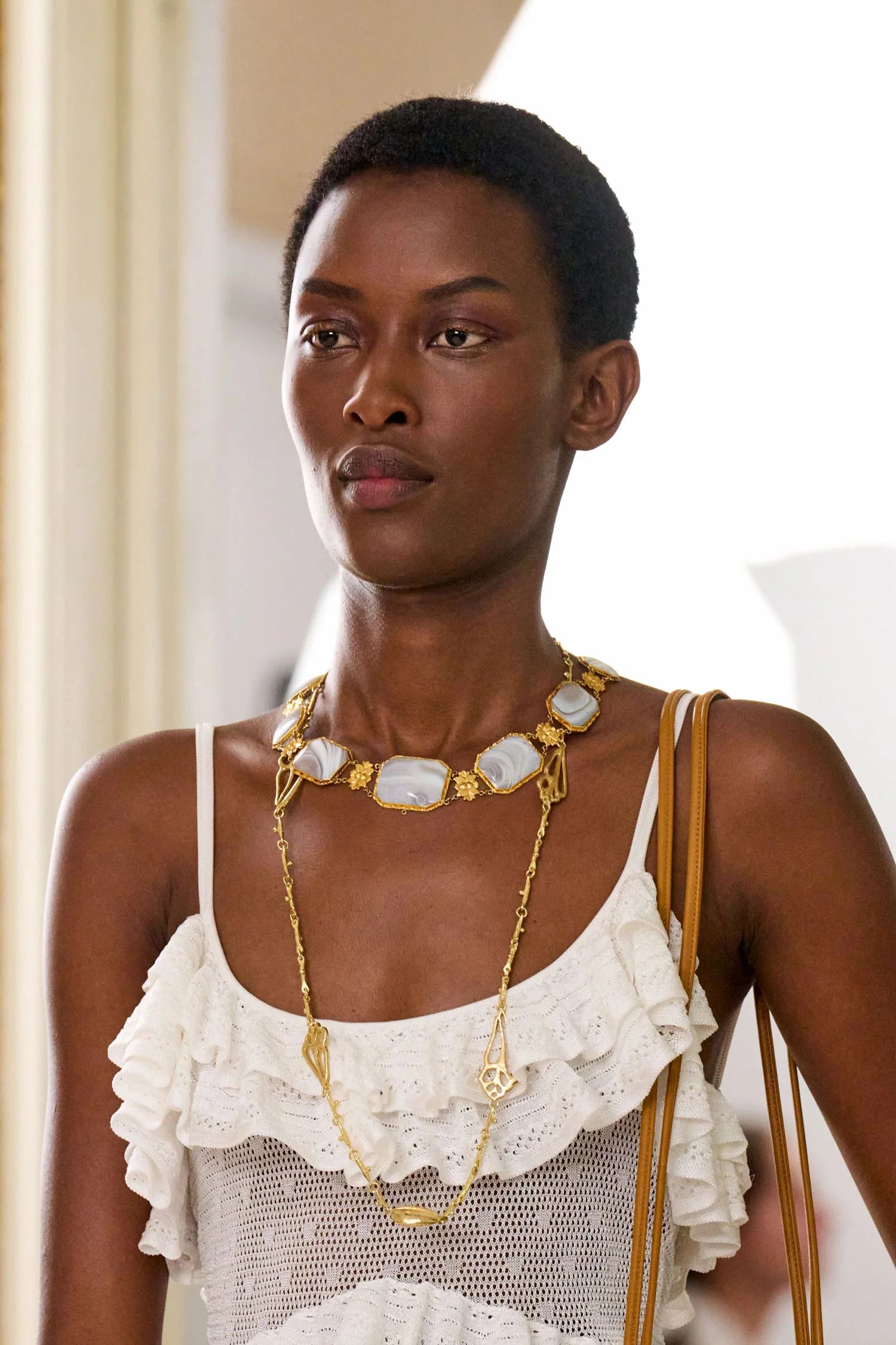 Shell Charm Long Necklace - Brass - Image 6