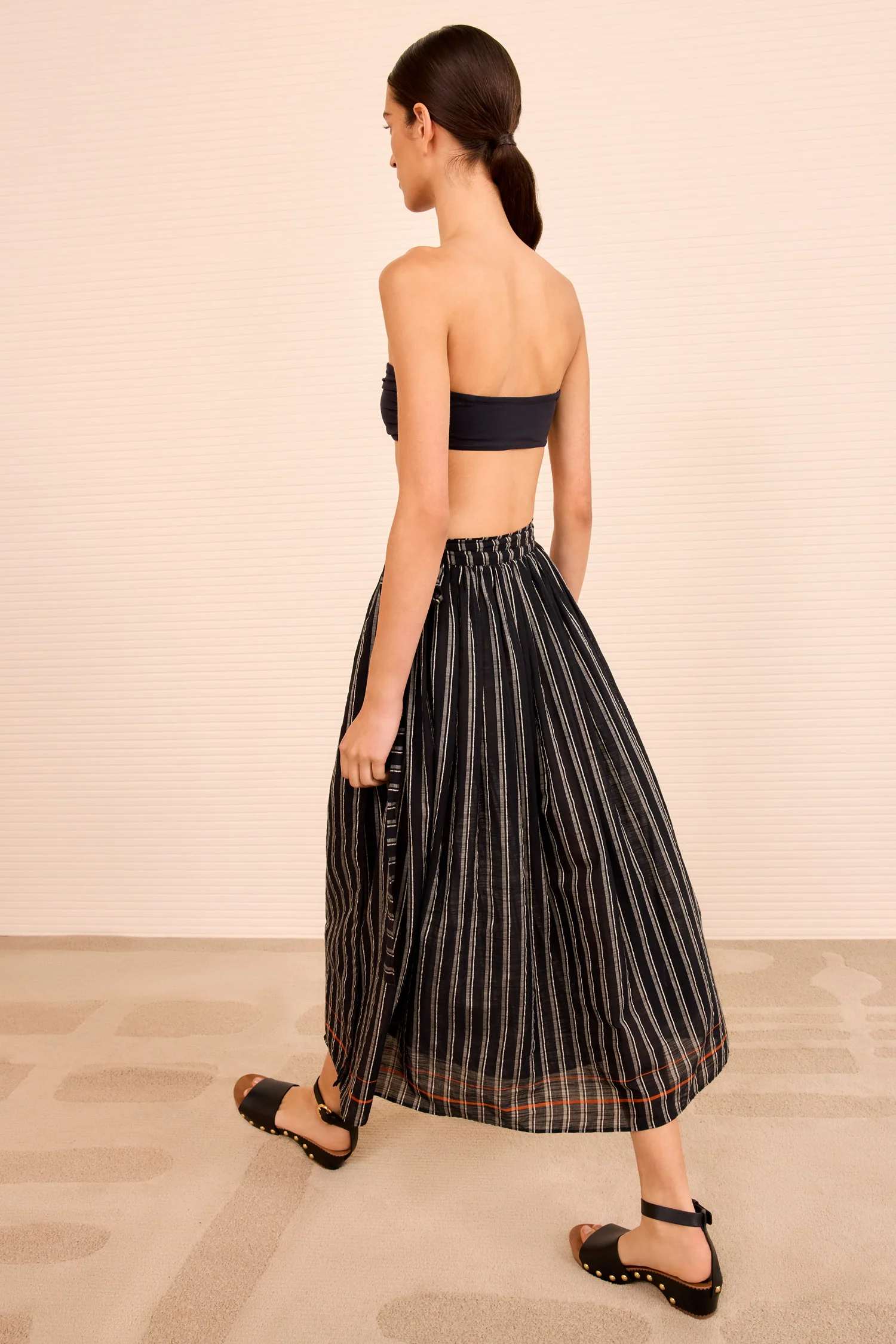 Suri Striped Skirt Coverup - Noir Stripe - Image 4