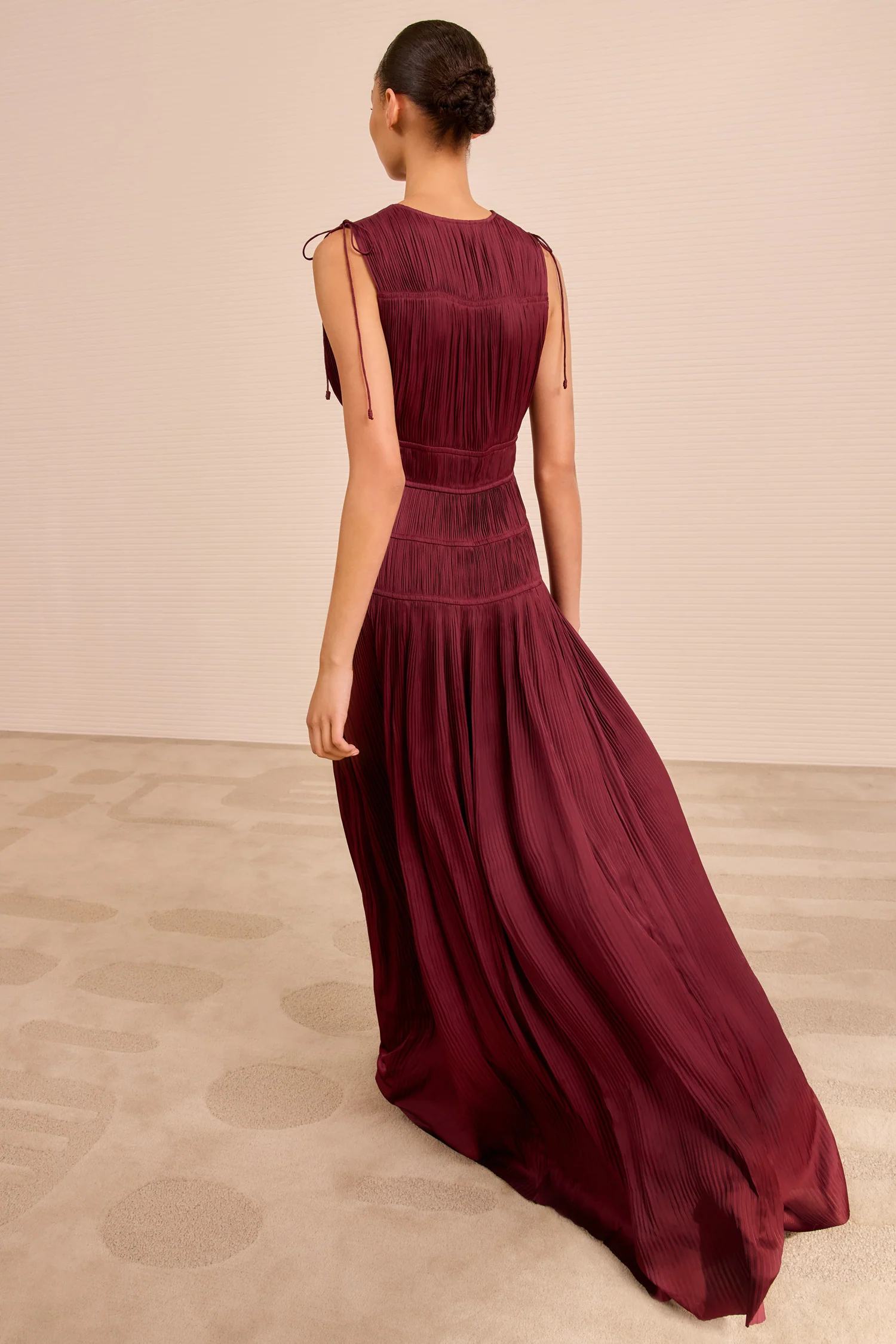 Tasneem Deep V Gown - Claret - Image 5