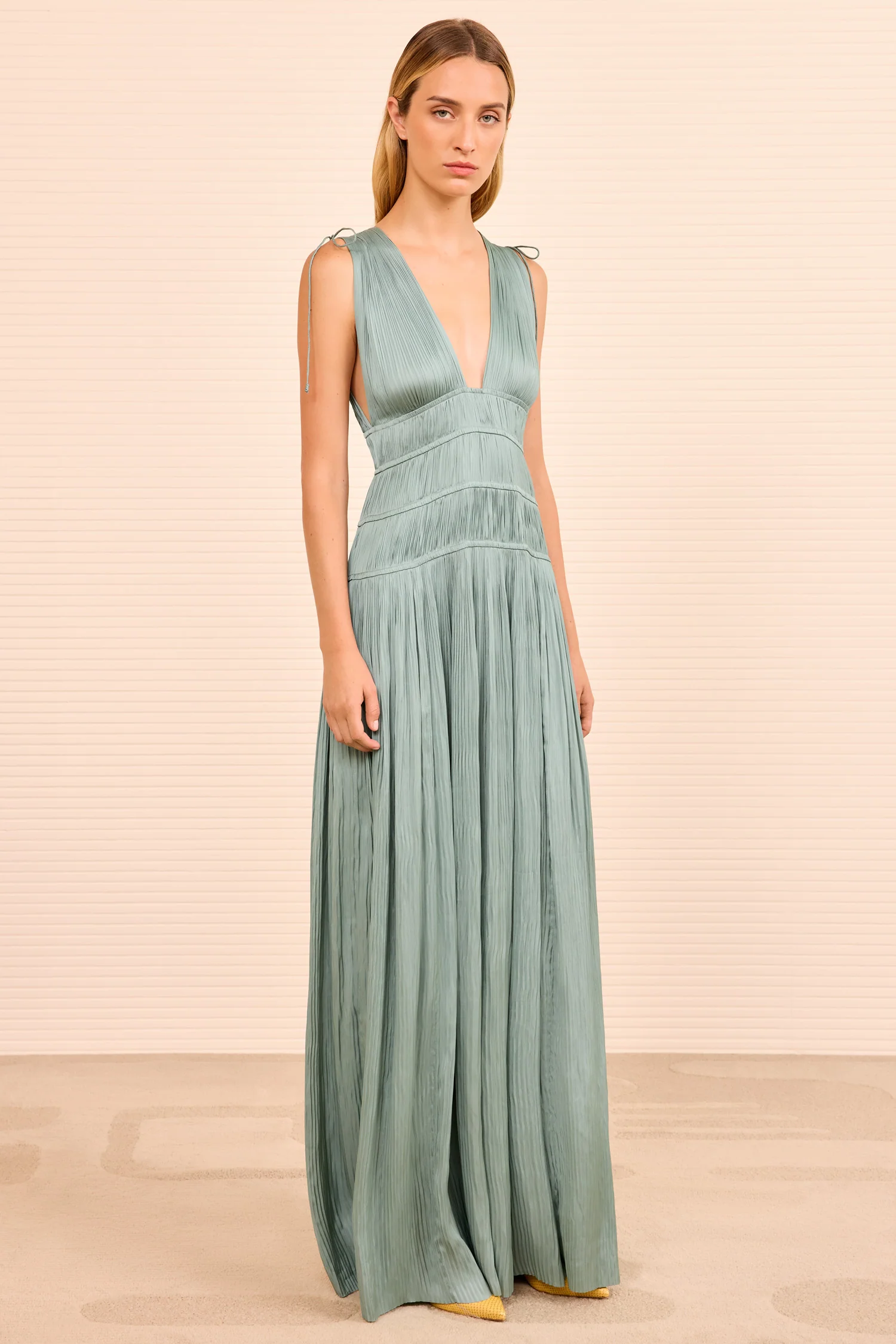 Tasneem Deep V Gown - Sea Glass - Image 3