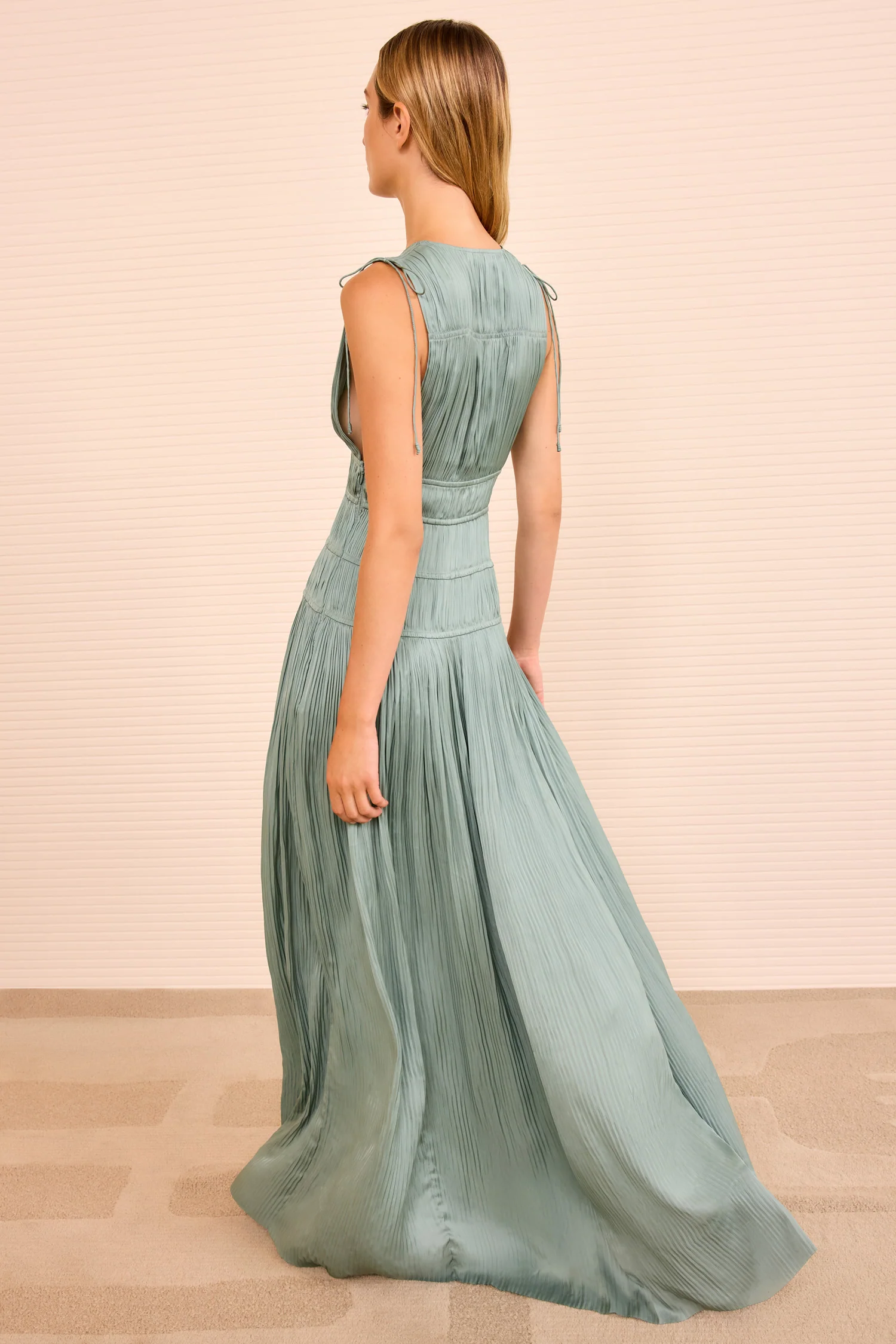Tasneem Deep V Gown - Sea Glass - Image 5