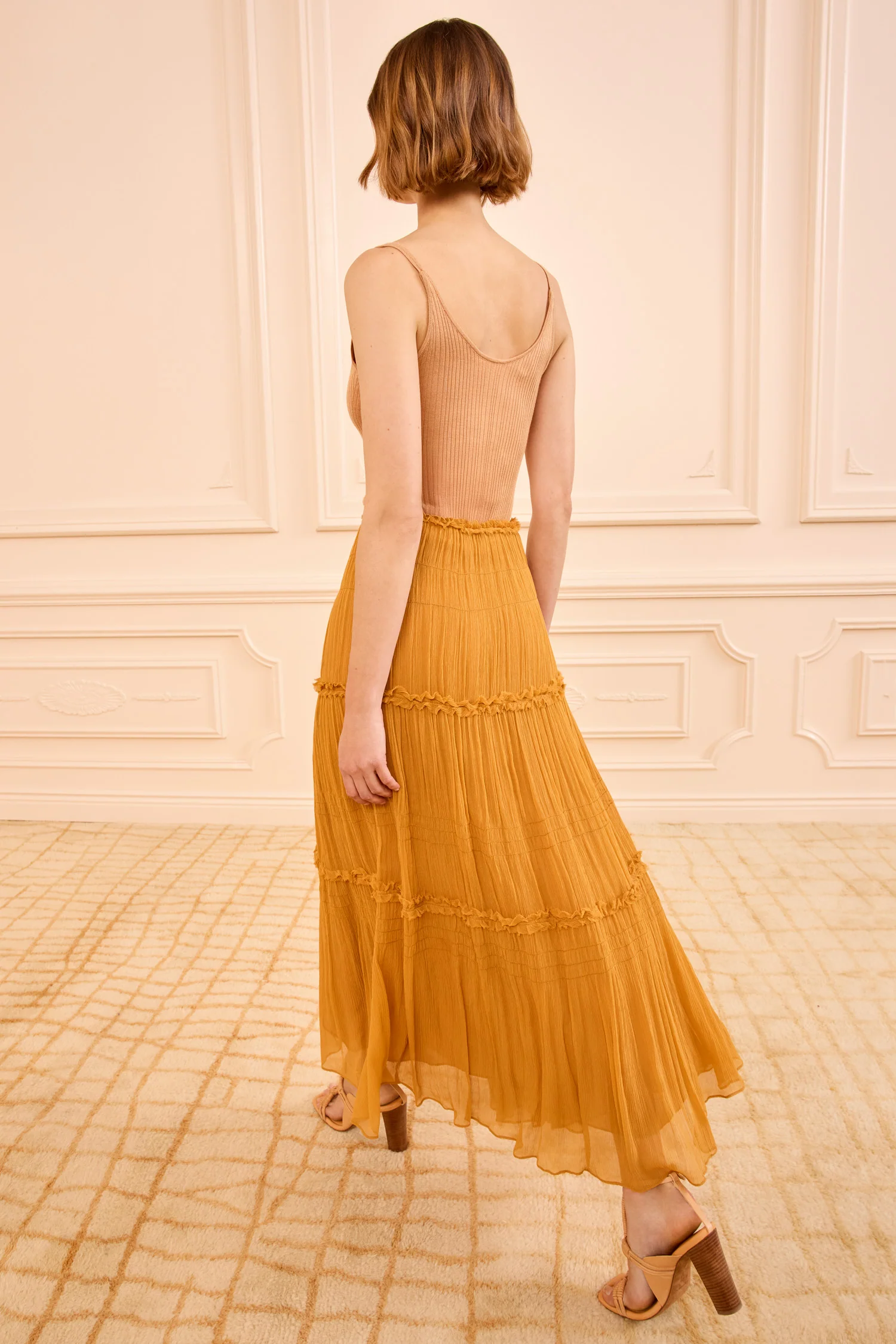 Virginie Silk Skirt - Ochre - Image 4