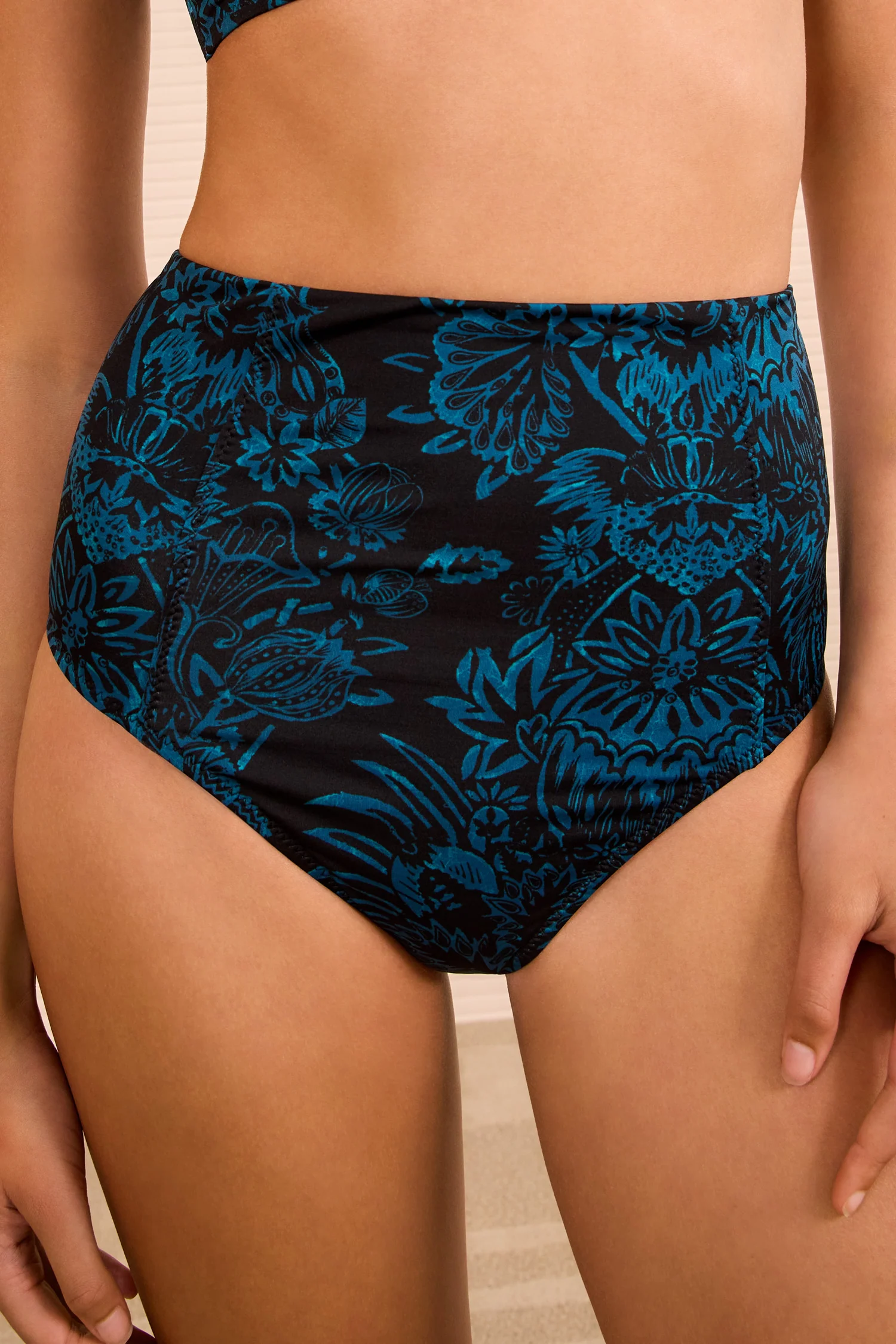 Zahara High Waisted Bikini Bottom - Eclipse Flora - Image 2